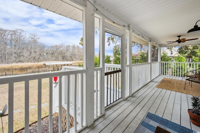 deck with ceiling fan