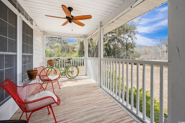 deck featuring a ceiling fan