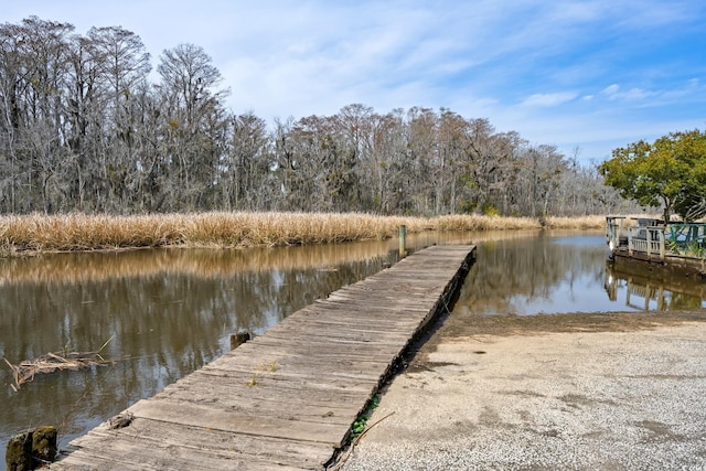 view of dock featuring a water view