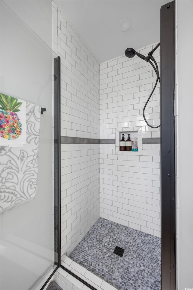 bathroom with a stall shower