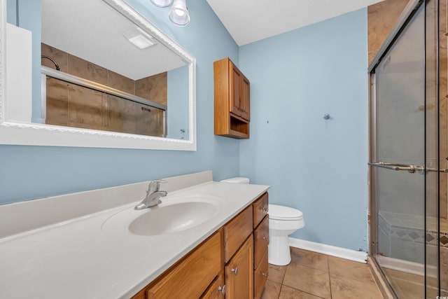 4938 Trooper Ln, Loris, SC 29569 - bathroom with vanity, toilet, a shower stall, and tile patterned flooring