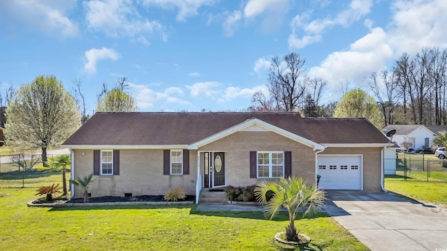 4938 Trooper Ln, Loris, SC 29569 - single story home featuring a garage, driveway, brick siding, and a shingled roof