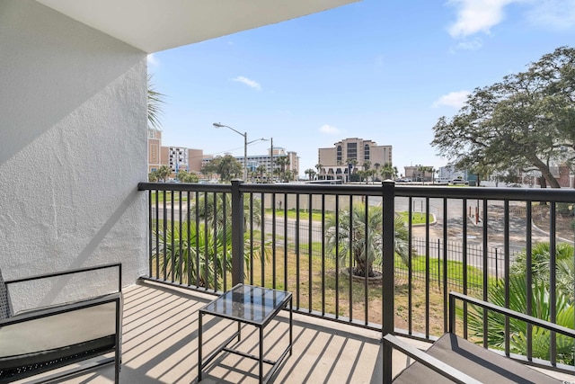 balcony with a view of city