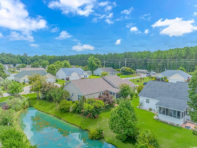 birds eye view of property with a residential view