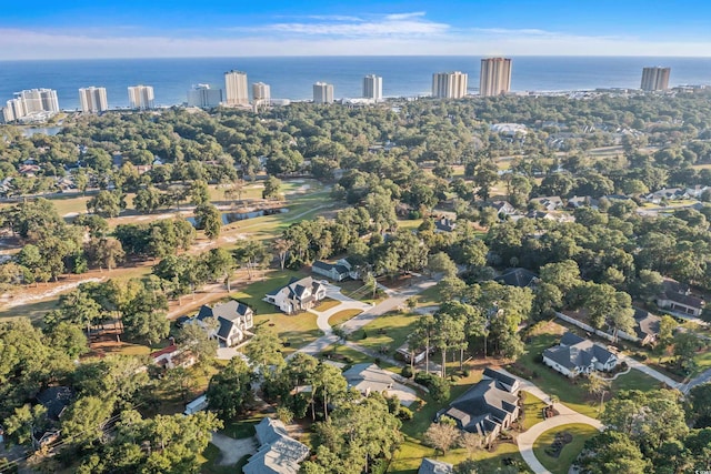 aerial view with a water view and a view of city