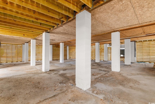 view of unfinished basement