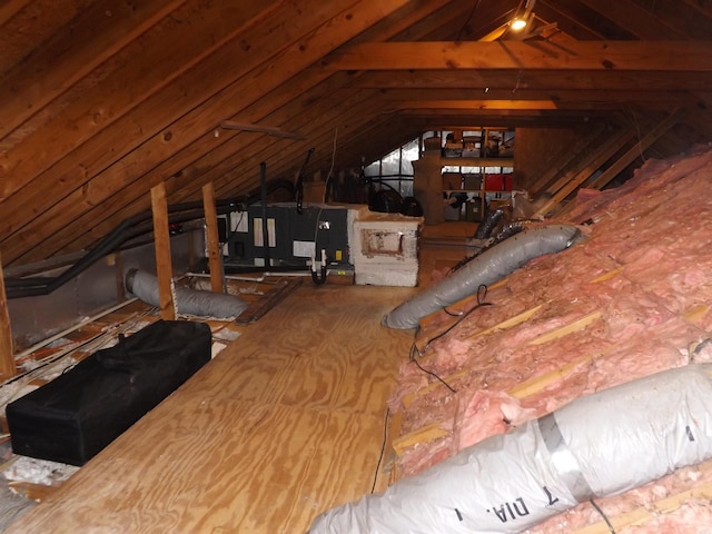 view of unfinished attic