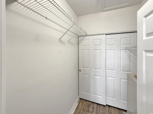 spacious closet with wood finished floors