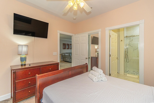 bedroom with baseboards and ceiling fan