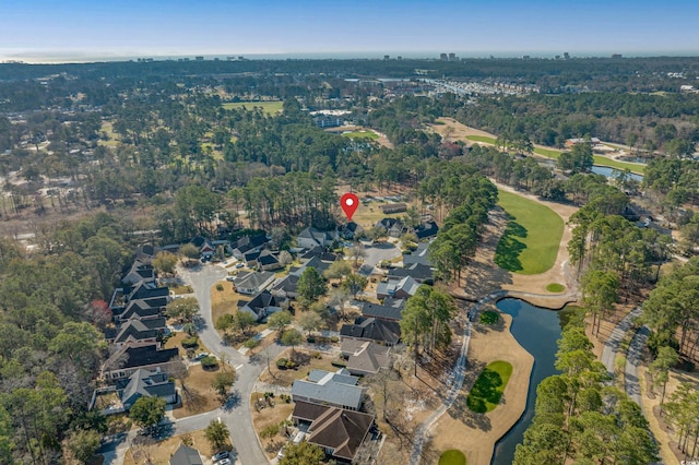 aerial view featuring a residential view and a water view