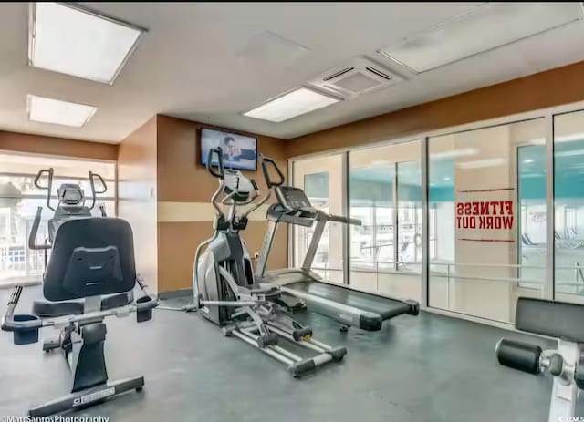 workout area with visible vents