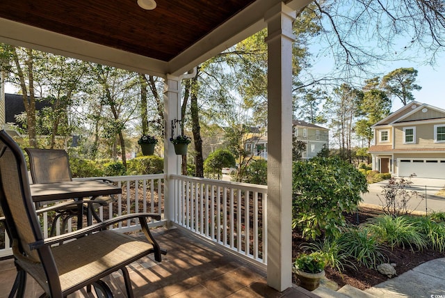 deck with covered porch