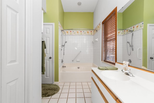 full bathroom featuring tile patterned floors, bathtub / shower combination, and vanity