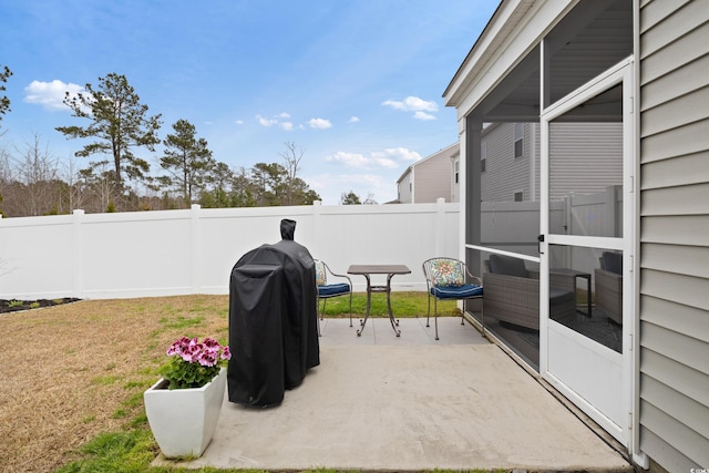 view of patio / terrace with a grill