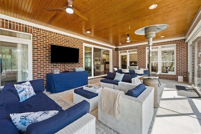 view of patio / terrace featuring an outdoor hangout area and a ceiling fan