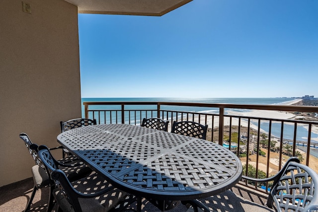 100 N Beach Blvd Unit 1608, North Myrtle Beach, SC 29582 - balcony featuring view of water and beach and outdoor dining area