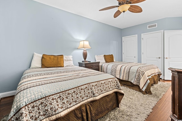 100 N Beach Blvd Unit 1608, North Myrtle Beach, SC 29582 - bedroom with hardwood / wood-style floors and ceiling fan
