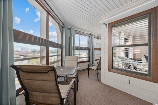 501 Maison Dr Unit F-1, Myrtle Beach, SC 29572 - sunroom featuring carpet and wood ceiling