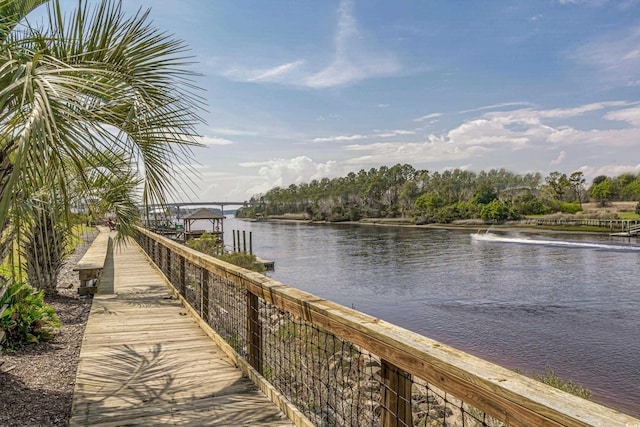 view of dock featuring a water view