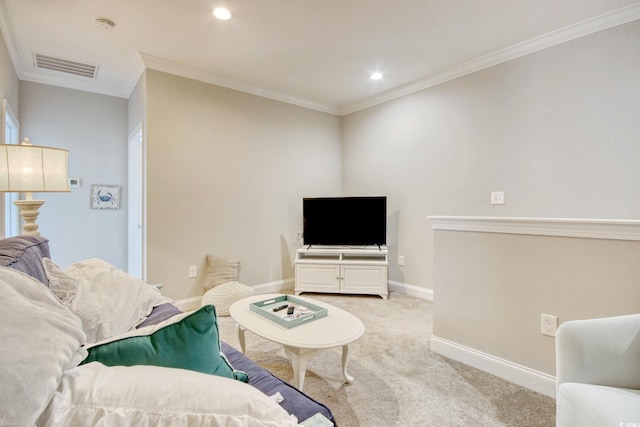 622 Lorenzo Dr Unit 622, North Myrtle Beach, SC 29582 - living room with light carpet, ornamental molding, and recessed lighting