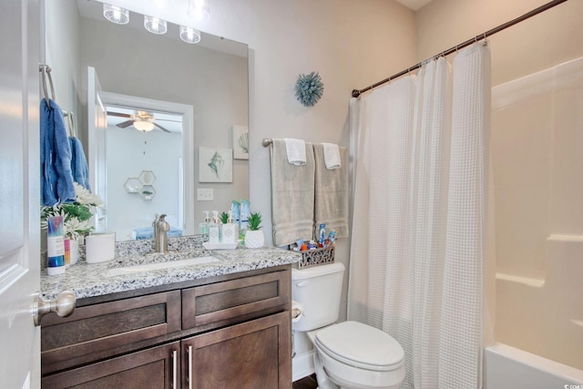 622 Lorenzo Dr Unit 622, North Myrtle Beach, SC 29582 - full bathroom with vanity, a ceiling fan, and shower / bath combo with shower curtain