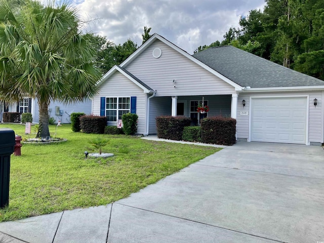 248 Upper Saddle Cir, Conway, SC 29526 - ranch-style house featuring a garage, a front yard, concrete driveway, and a shingled roof