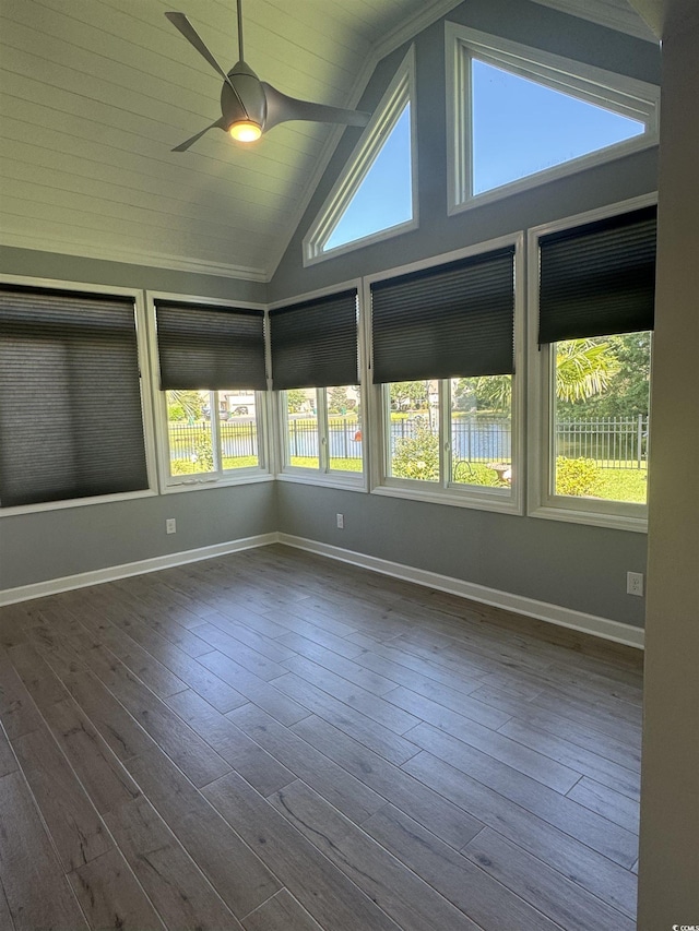 1205 Woodruff Ct, Conway, SC 29526 - unfurnished sunroom featuring lofted ceiling, wood finished floors, and baseboards