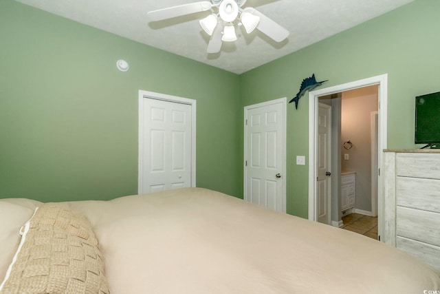 6001-1527 S Kings Hwy, Myrtle Beach, SC 29575 - bedroom featuring tile patterned floors and ceiling fan