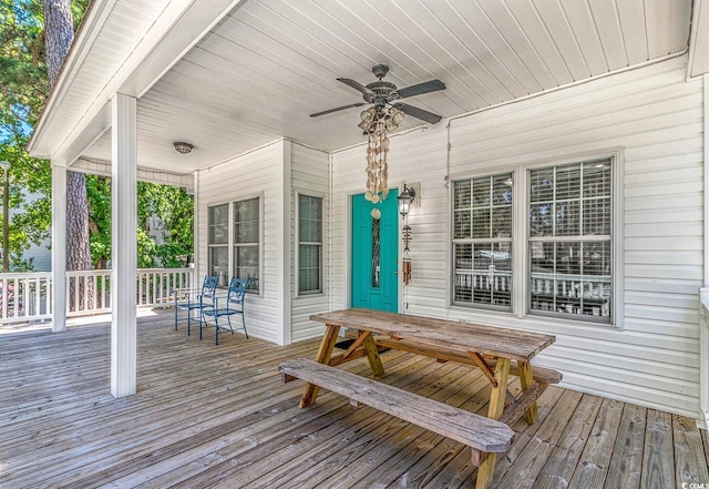 6001-1527 S Kings Hwy, Myrtle Beach, SC 29575 - wooden deck featuring ceiling fan