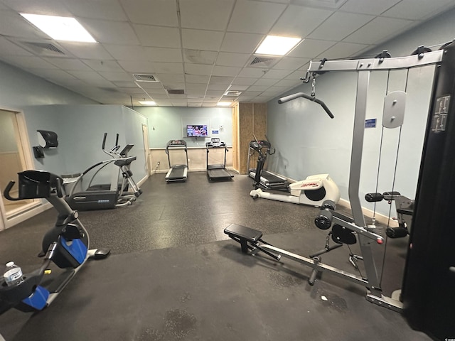 5905 S Kings Hwy Unit 1116, Myrtle Beach, SC 29575 - exercise room featuring visible vents and a drop ceiling