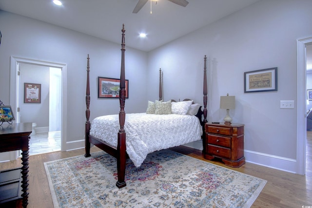 2425 S Bay St, Georgetown, SC 29440 - bedroom with wood finished floors, baseboards, ceiling fan, and recessed lighting