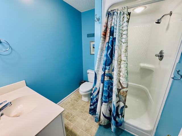 6001-G5 S Kings Hwy, Myrtle Beach, SC 29575 - bathroom featuring curtained shower, vanity, toilet, and baseboards