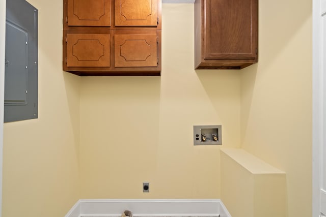 5616 N Kings Hwy, Myrtle Beach, SC 29577 - laundry area featuring hookup for a washing machine, electric panel, cabinet space, and hookup for an electric dryer