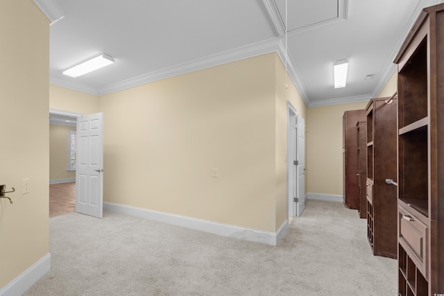 5616 N Kings Hwy, Myrtle Beach, SC 29577 - hall featuring light colored carpet, baseboards, and crown molding