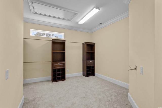 5616 N Kings Hwy, Myrtle Beach, SC 29577 - empty room with attic access, ornamental molding, carpet floors, and baseboards