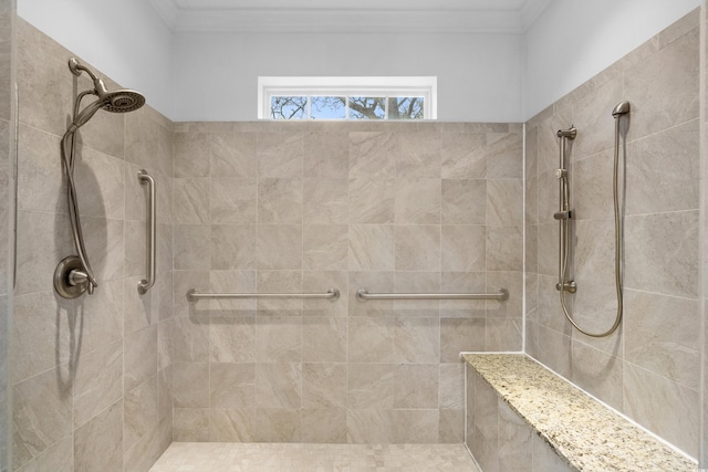 5616 N Kings Hwy, Myrtle Beach, SC 29577 - full bath with tiled shower and ornamental molding
