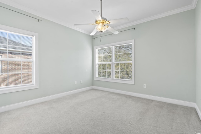 2081 Silvercrest Dr Unit G, Myrtle Beach, SC 29579 - carpeted empty room featuring baseboards, plenty of natural light, ornamental molding, and a ceiling fan