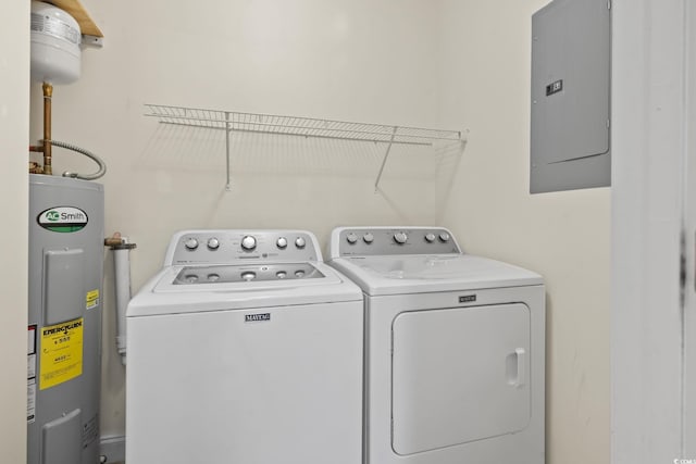 2081 Silvercrest Dr Unit G, Myrtle Beach, SC 29579 - washroom featuring water heater, electric panel, and washer and clothes dryer