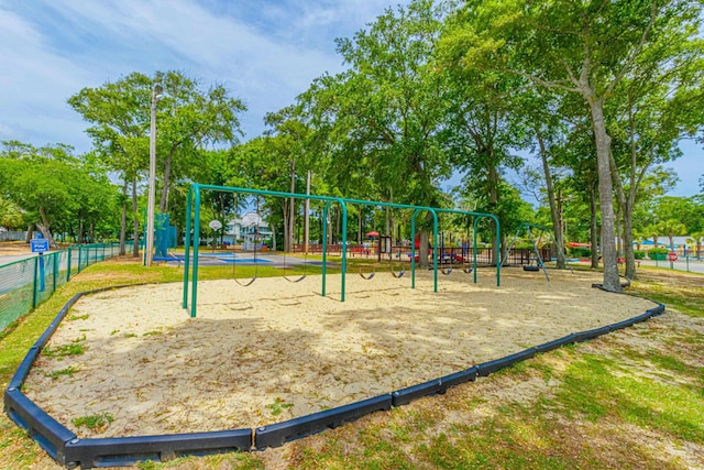 communal playground with fence