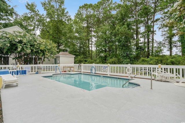 community pool with a patio