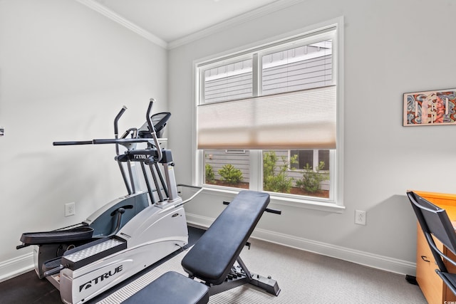 5834 Cremona Dr, Myrtle Beach, SC 29577 - workout room with plenty of natural light, crown molding, and baseboards
