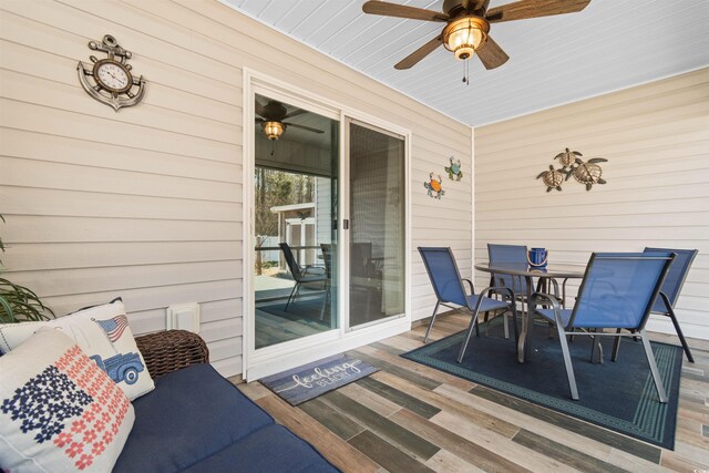 134 Winding Path Dr, Loris, SC 29569 - sunroom featuring outdoor dining space and ceiling fan