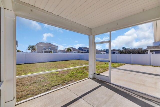 view of unfurnished sunroom
