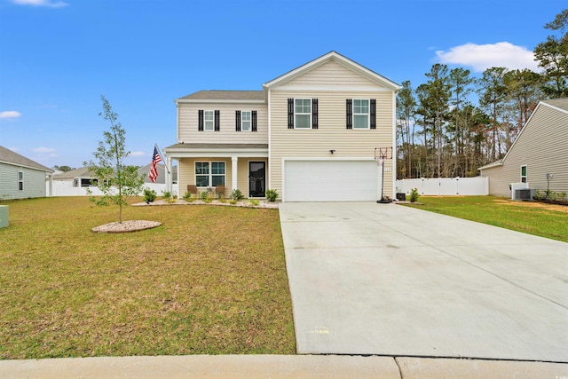 380 Harvest Ridge Way, Conway, SC 29527 - view of front of property with a garage, fence, driveway, and a front lawn
