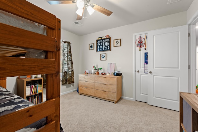 380 Harvest Ridge Way, Conway, SC 29527 - bedroom featuring carpet floors, baseboards, a ceiling fan, and visible vents