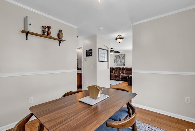 2629 Scarecrow Way, Myrtle Beach, SC 29579 - dining space with ceiling fan, wood finished floors, and baseboards