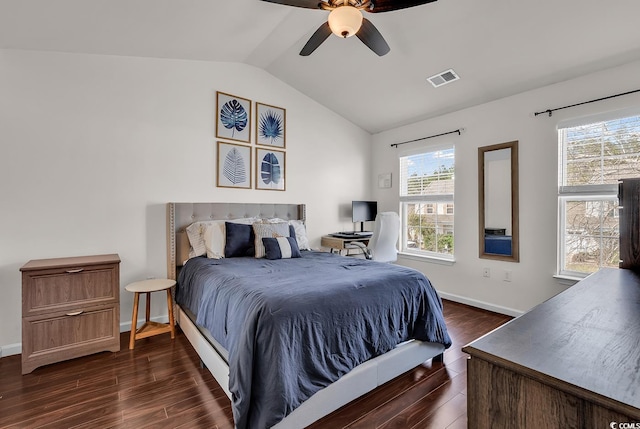 2629 Scarecrow Way, Myrtle Beach, SC 29579 - bedroom with vaulted ceiling, dark wood-style flooring, multiple windows, and baseboards