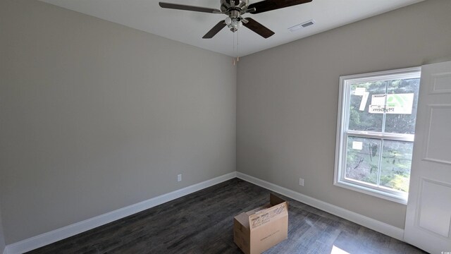 3566 Steamer Trace Rd, Conway, SC 29527 - spare room featuring a ceiling fan, dark wood-style flooring, and baseboards
