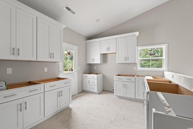 3566 Steamer Trace Rd, Conway, SC 29527 - kitchen with vaulted ceiling and white cabinetry