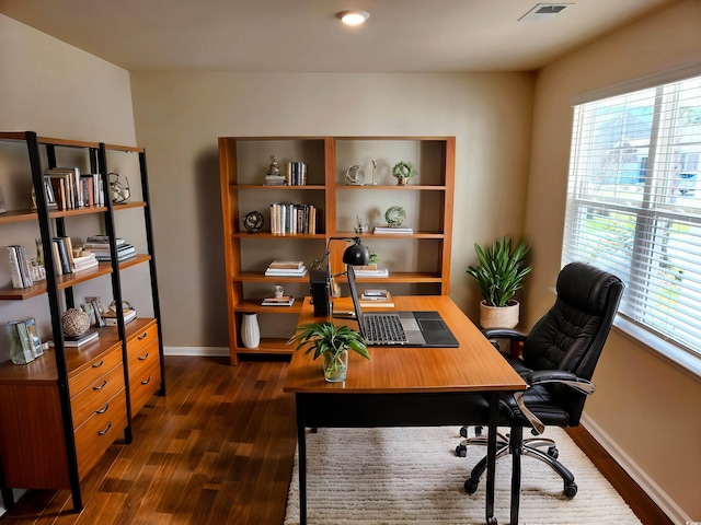 5088 Wavering Place Loop, Myrtle Beach, SC 29579 - office space with dark wood-style flooring, plenty of natural light, and baseboards